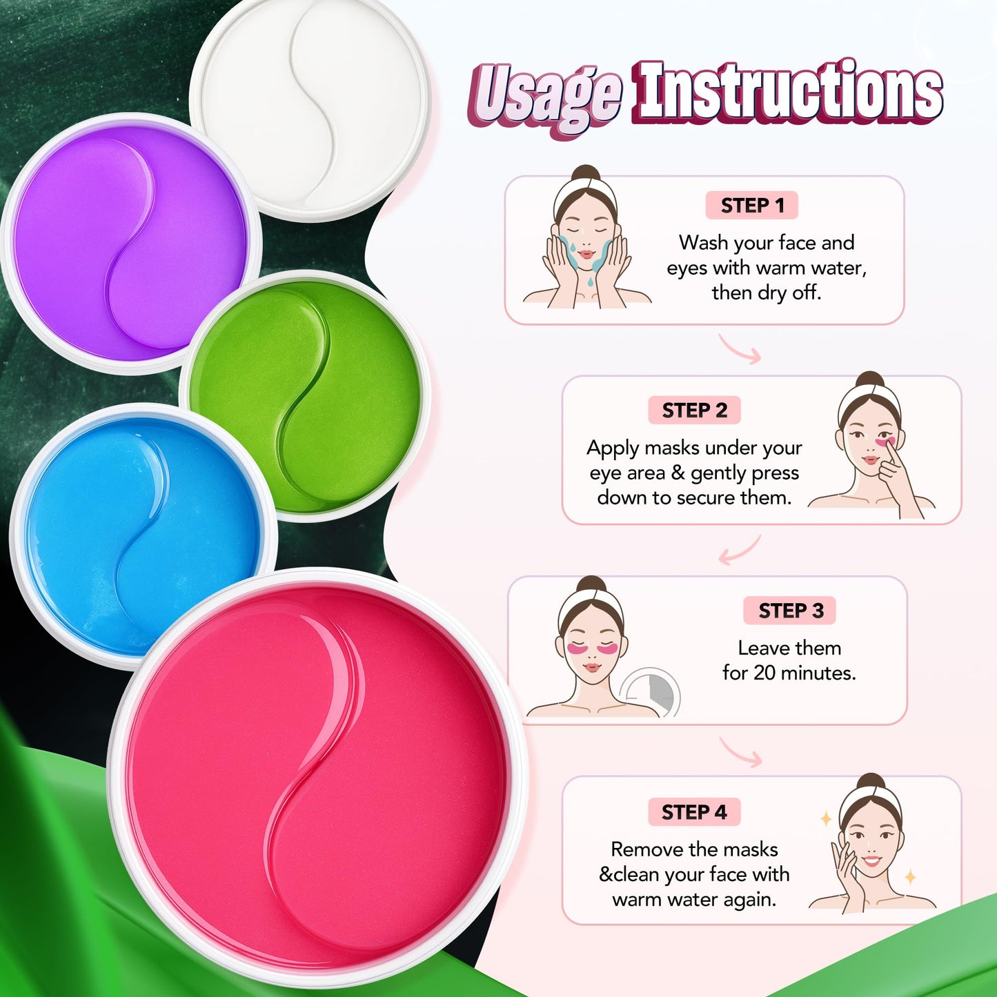 24K Gold Under Eye Patches - 60 Pack for Puffy Eyes, Dark Circles, Bags & Wrinkles with Collagen & Hyaluronic Acid - Eye Care Pads for Daily Skincare (Gold)