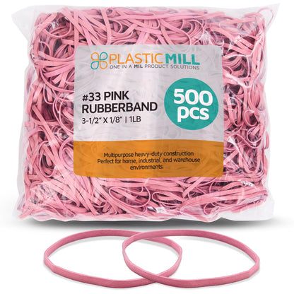 PlasticMill Rubber Bands - #33 Size - Red Rubberbands - 1LB/500 Count