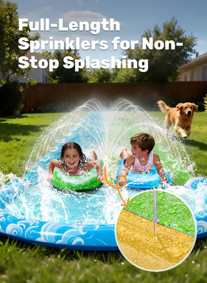 JOYIN 22.5ft Water Slides and 2 Bodyboards, Lawn Water Slide Summer Slip Waterslides Water Toy with Build in Sprinkler for Backyard Outdoor Water Fun for Kids