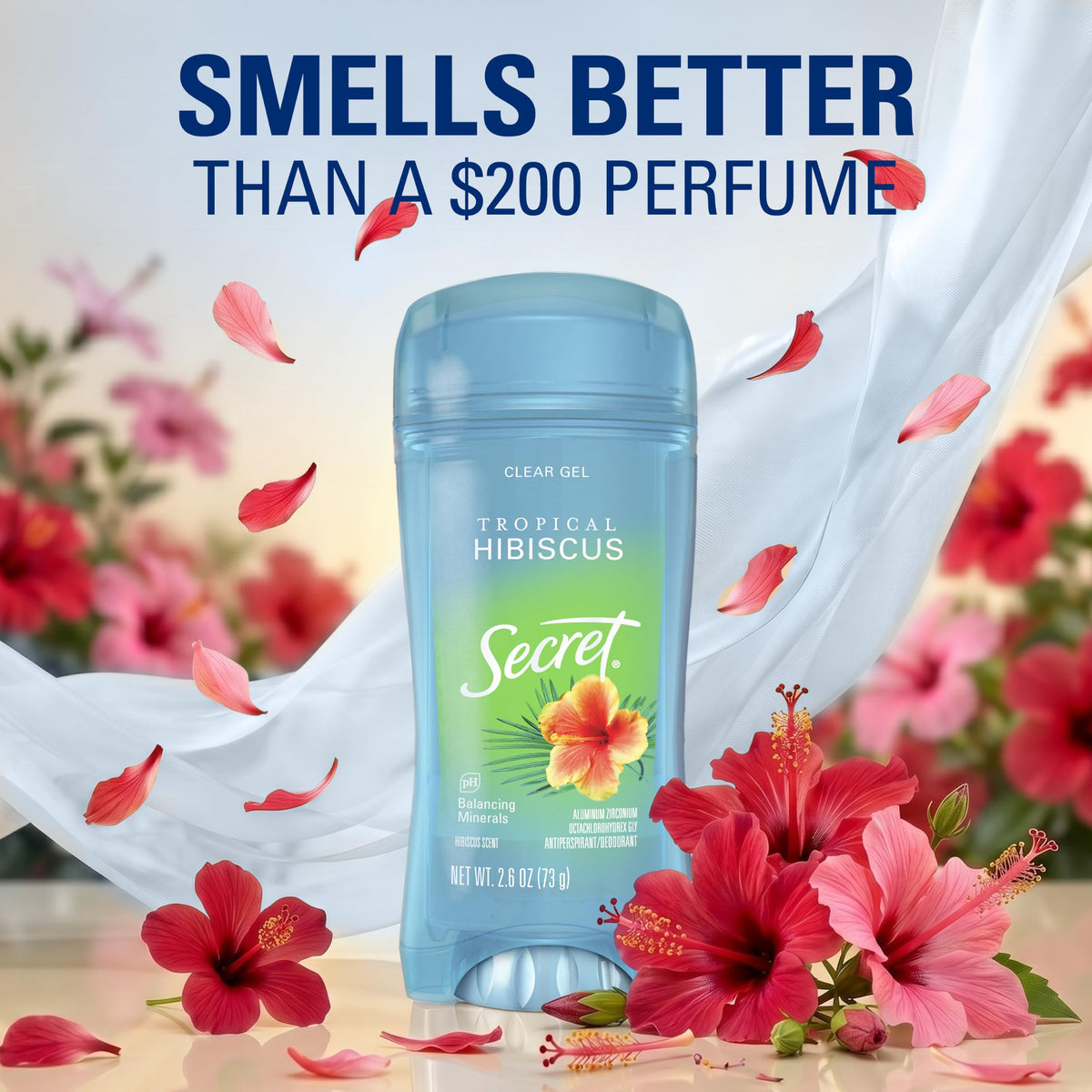 Secret Fresh Antiperspirant Deodorant for Women, 72hr Breathable Sweat & Odor Protection, Instant Freshness & Gentle, PH Balancing Minerals, Clear Gel, Relaxing Lavender Scent, 2.6 oz