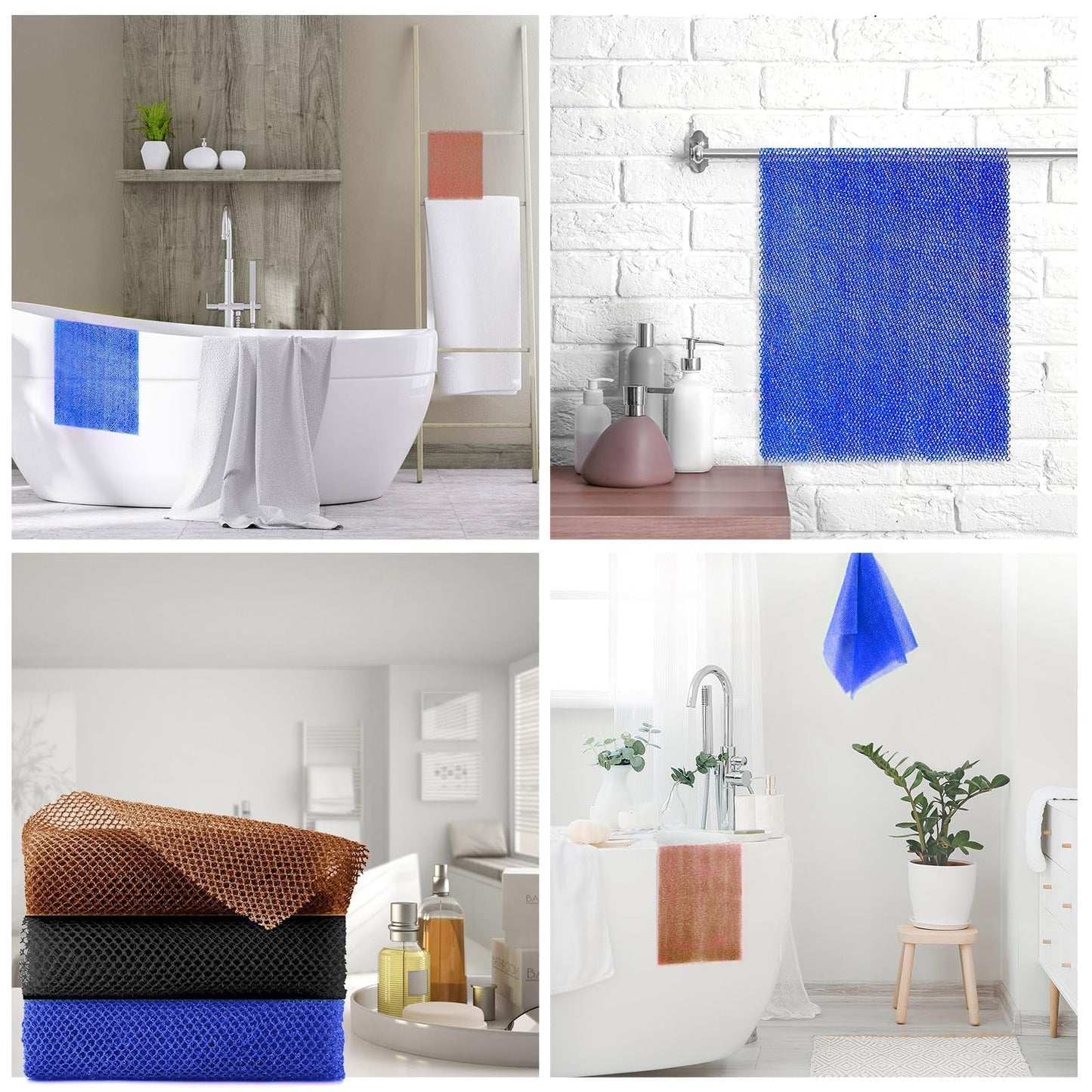 UJFQBH 3 Pieces African Bath Sponge African Net Long Net Bath Sponge Exfoliating Shower Body Scrubber Back Scrubber Skin Smoother,Great for Daily Use (Pink,Yellow,Purple)