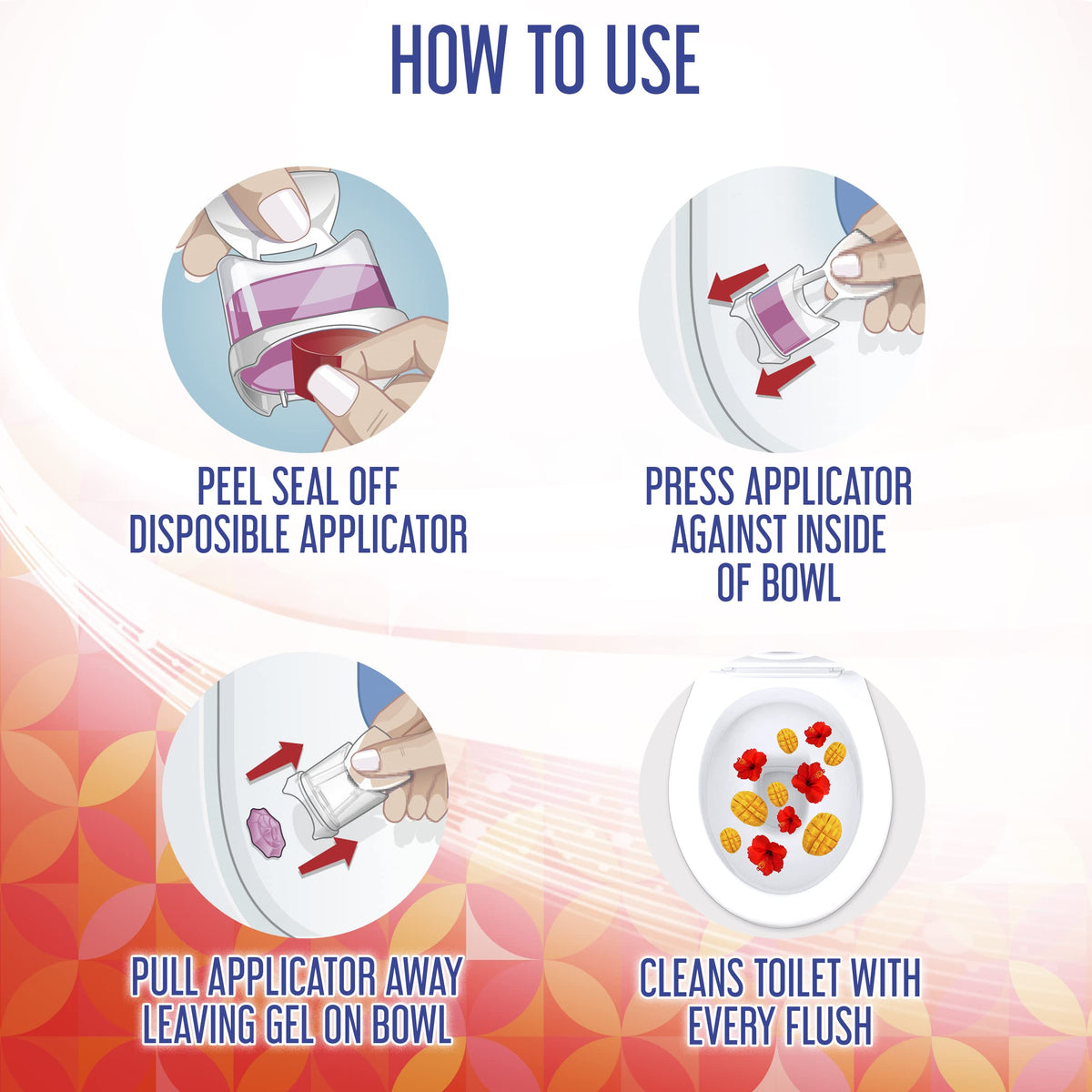 Lysol Click Gel Toilet Bowl Cleaner, Gel Stamp, Lavender, 6 Count