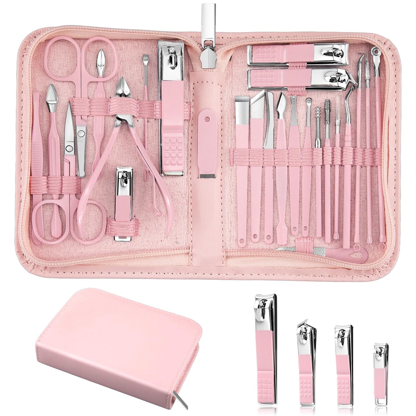 Manicure Set Professional Nail Clipper Kit-26 Pieces Stainless Steel Manicure Kit,Nail Care Tools with Luxurious Travel Case
