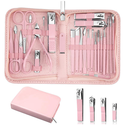 Manicure Set Professional Nail Clipper Kit-26 Pieces Stainless Steel Manicure Kit,Nail Care Tools with Luxurious Travel Case