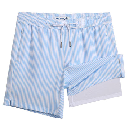 maamgic 2 in 1 Mens Swim Trunks 7 Inch Swim Shorts Swim Suits Board Shorts