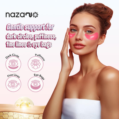 24K Gold Under Eye Patches - 60 Pack for Puffy Eyes, Dark Circles, Bags & Wrinkles with Collagen & Hyaluronic Acid - Eye Care Pads for Daily Skincare (Gold)