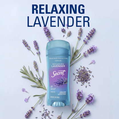 Secret Fresh Antiperspirant Deodorant for Women, 72hr Breathable Sweat & Odor Protection, Instant Freshness & Gentle, PH Balancing Minerals, Clear Gel, Relaxing Lavender Scent, 2.6 oz