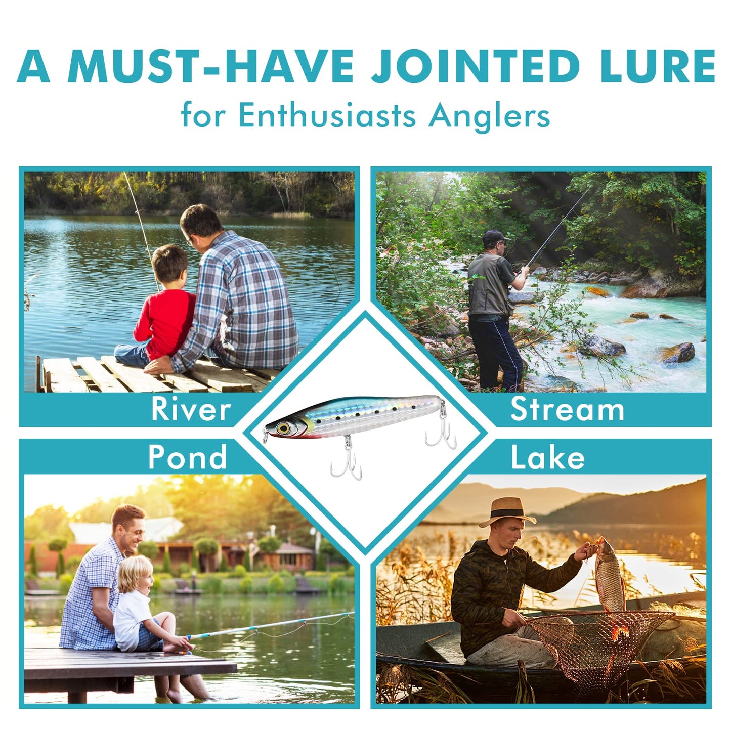 TRUSCEND Easy Catch Swimmax, Magic Noisy Turbulent Wiggling and Vibrating Action for More Bites, Lifelike Fishing Lures for All Species, Swimbait for Relax Family Fishing, Must-Have for Lovely Anglers