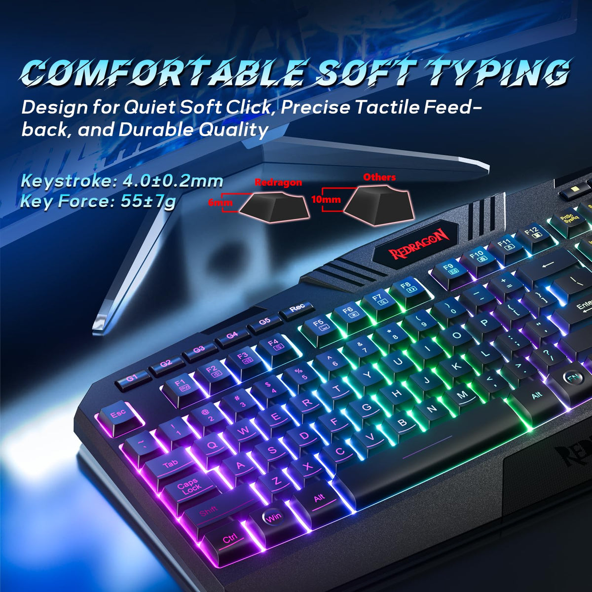 Redragon S101M-KS Gaming Keyboard and Mouse Wireless with Tri-Mode, RGB Keyboard and 4800 DPI Gaming Mouse, 10 Independent Multimedia Keys for Wins, PC, Computer, Wireless S101 Ideal for Gamer