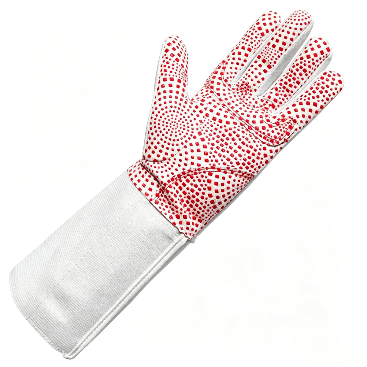 LEONARK Padded Fencing Glove for Foil Epee Sabre, Anti-Slip PU Dot Protective Fencing Bout Practice Glove with Shock Absorbing Pad, Long Forearm Sleeve Design, 1 Pack