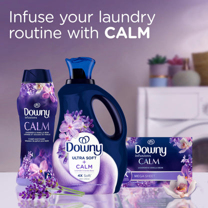Downy Ultra Soft Fabric Softener Liquid, Calm, Lavender and Vanilla Bean, 56 fl oz, 83 Loads