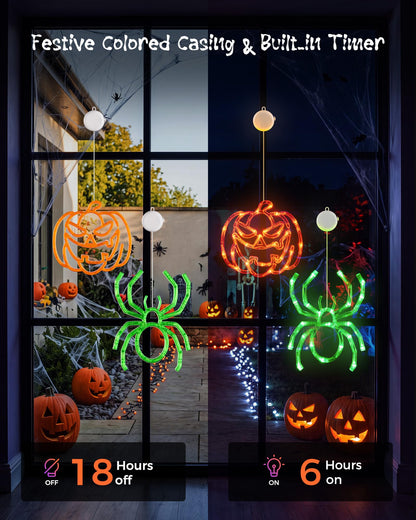 Minetom 3 Pack Halloween Windows Lights - Pumpkin, Ghost, Hat with Timer
