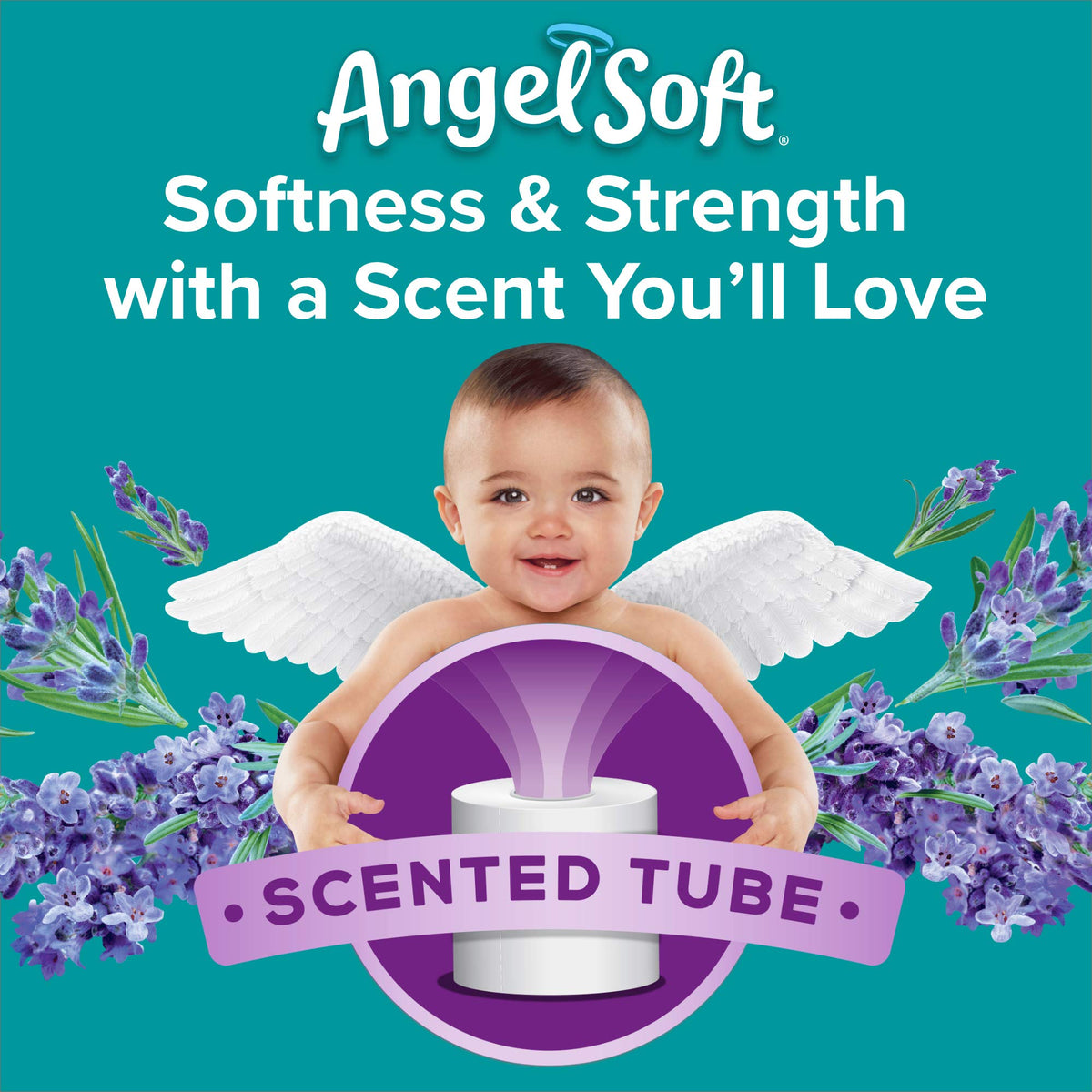 Angel Soft Toilet Paper, Fresh Lavender Scented Tube, 8 Mega Rolls, 2-Ply