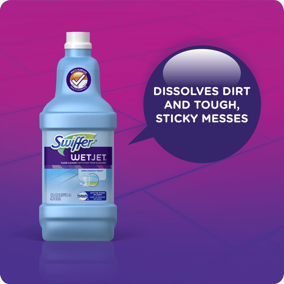 Swiffer WetJet Multi-Purpose Floor Cleaner Solution with Febreze Refill, Hardwood Floor Cleaner, Lavender Scent, 1.25 Liter -42.2 Fl Oz (Pack of 2)