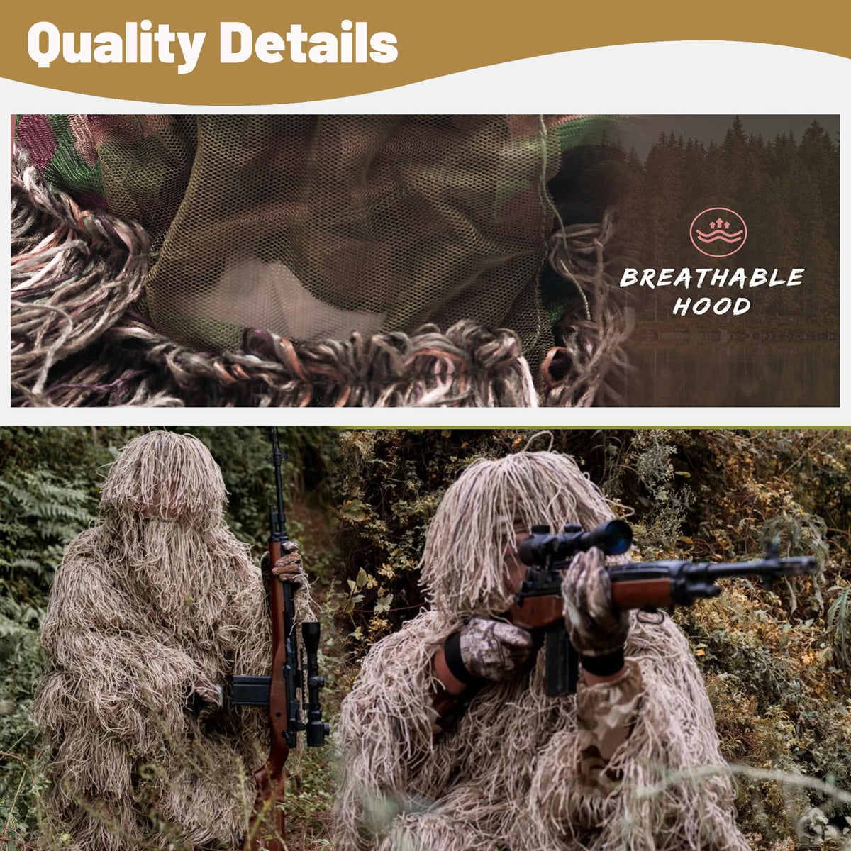 MOPHOTO 5 in 1 Ghillie Suit 3D Camouflage Hunting Suits - Jacket, Pants, Hood, Carry Bag for Adults & Youth, M/L/XL/XXL