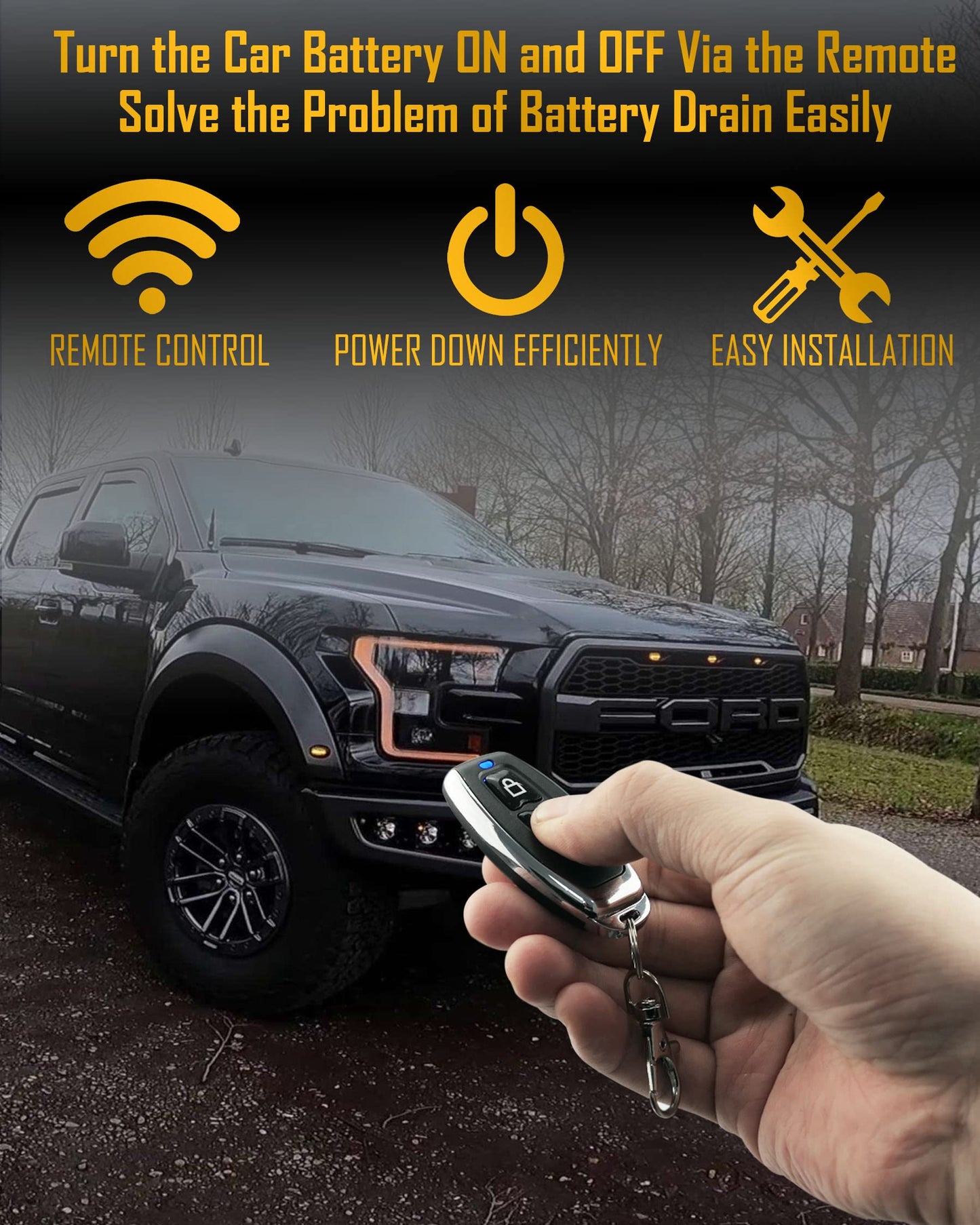 Remote Battery Disconnect Switch 12v, 250A, Upgrade Prevent Battery Drain, Disconnect Negative Car Kill Switch Anti-Theft, Remote Battery Kill Switch for Car, Truck, RV