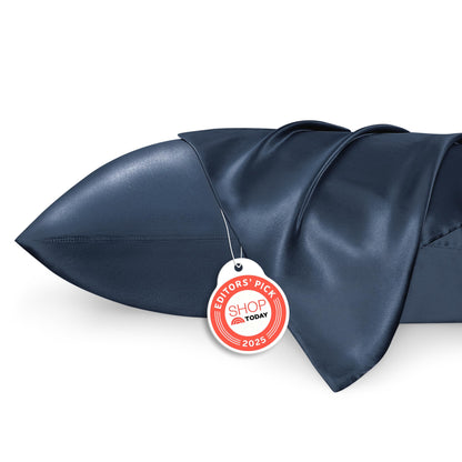 Bedsure Satin Pillowcase, Similar to Silk Pillow Cases Queen Size Set of 2, Cooling Pillow Case Covers with Envelope Closure, Room Decor Valentine Gifts for Women Men, Silver Grey, 20x30 Inches, 2pcs