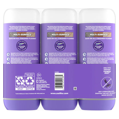 Swiffer Power Mop Refill Solution, Floor Cleaner for Mopping Tile, Vinyl, Laminate, Wood in Home, Bathroom, Kitchen, All Purpose Multi-Surface Solution for Floor Cleaning, Lavender Scent, 50.6oz