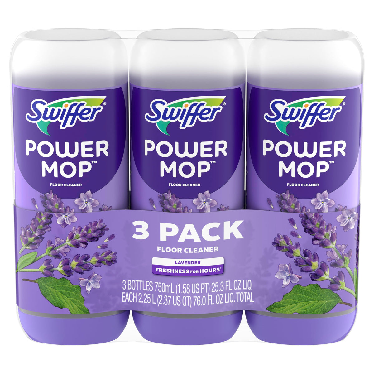 Swiffer Power Mop Refill Solution, Floor Cleaner for Mopping Tile, Vinyl, Laminate, Wood in Home, Bathroom, Kitchen, All Purpose Multi-Surface Solution for Floor Cleaning, Lavender Scent, 50.6oz