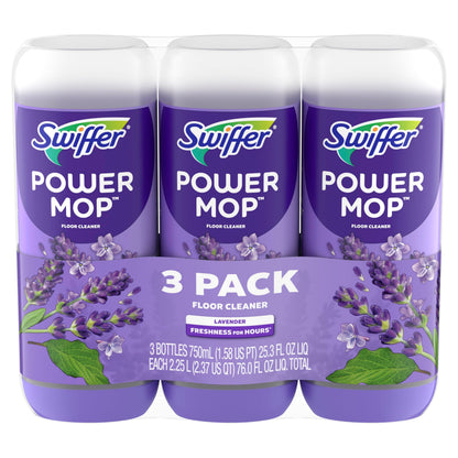 Swiffer Power Mop Refill Solution, Floor Cleaner for Mopping Tile, Vinyl, Laminate, Wood in Home, Bathroom, Kitchen, All Purpose Multi-Surface Solution for Floor Cleaning, Lavender Scent, 50.6oz