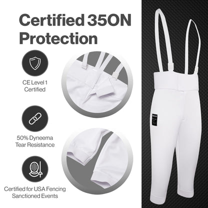 Kids Fencing Pants 350N, Novus Breathable Lightweight Stretch Knickers for Foil Epee & Saber Competition Ready