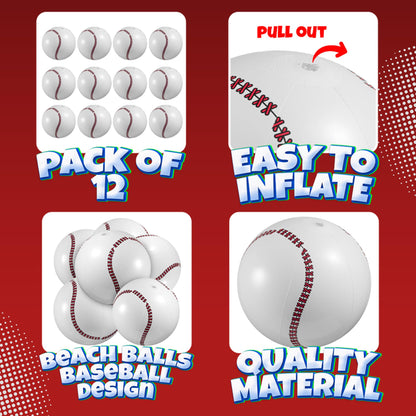 12-Pack Inflatable Soccer Balls 16-inch, Soccer Party Beach Balls Bulk