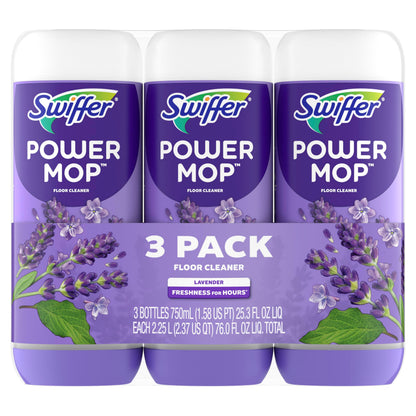 Swiffer Power Mop Refill Solution, Floor Cleaner for Mopping Tile, Vinyl, Laminate, Wood in Home, Bathroom, Kitchen, All Purpose Multi-Surface Solution for Floor Cleaning, Lavender Scent, 50.6oz