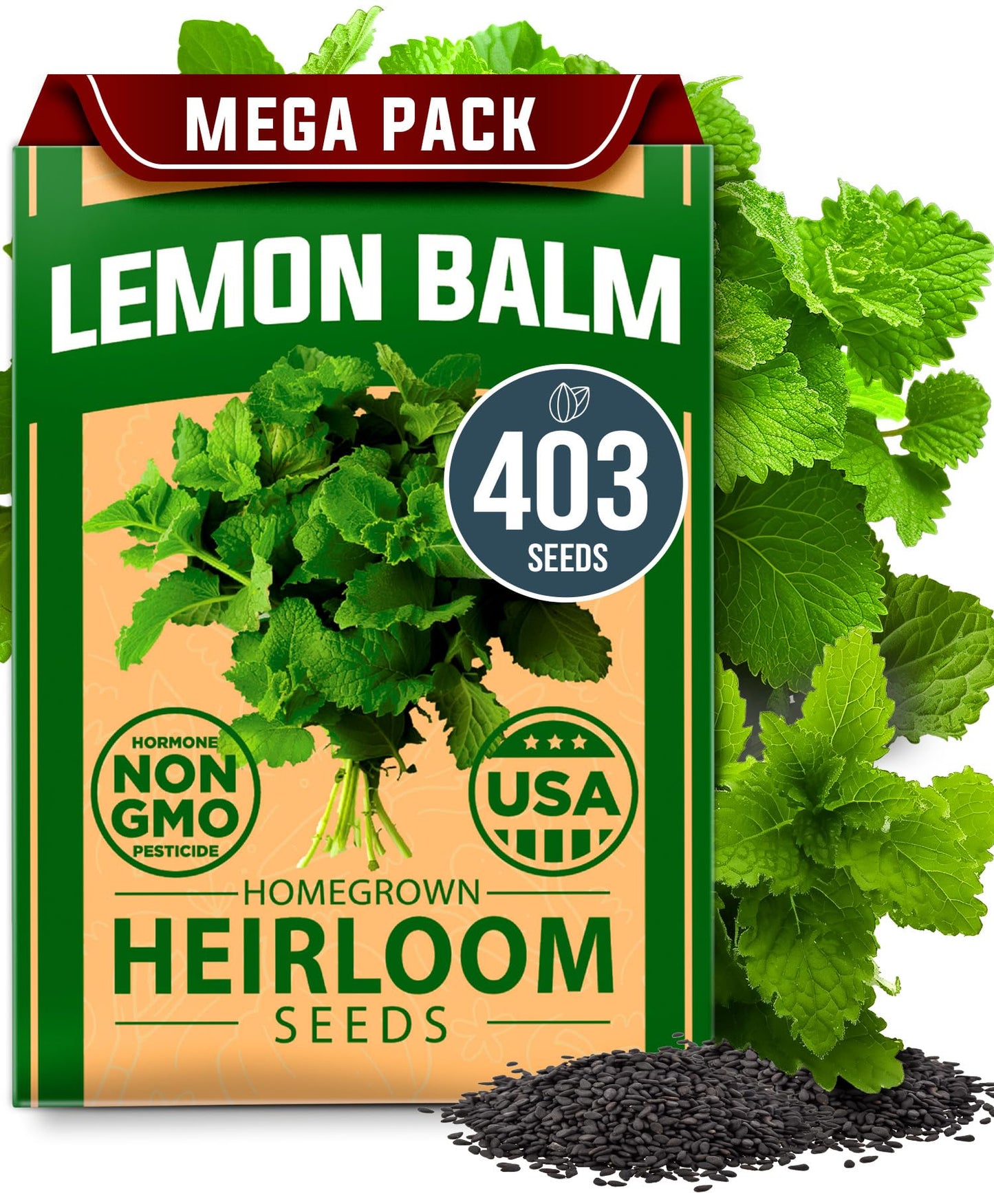 HOME GROWN 𝗨𝗦𝗔 𝗣𝗥𝗘𝗠𝗜𝗨𝗠 Peppermint Seeds Pack – 2,370 𝗡𝗢𝗡-𝗚𝗠𝗢 Heirloom Mint Seeds for Planting. Grow Peppermint Plants in Your Herb Garden Indoors or Outdoors (Mentha x piperita)