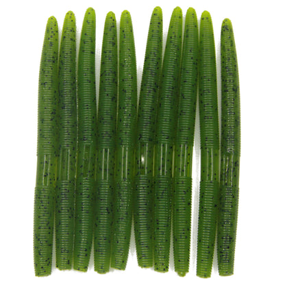 Senko Bait Soft Plastic Lures 5" Senkos 24 Pcs/100pcs for Wacky Rig Freshwater Fishing Green Pumpkin senko with Black Flake Pink Watermelon Double Color