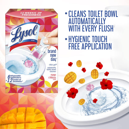 Lysol Click Gel Toilet Bowl Cleaner, Gel Stamp, Lavender, 6 Count