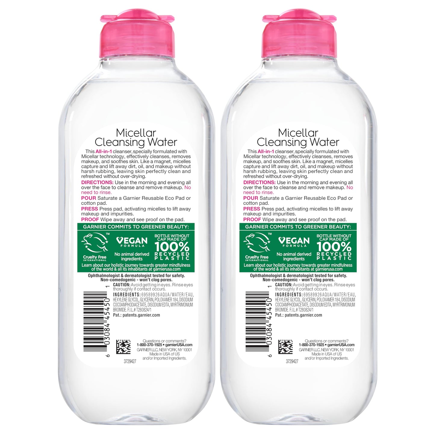 Garnier Micellar Cleansing Water, All-in-1 Makeup Remover and Facial Cleanser, For All Skin Types, 3.4 Fl Oz (100mL), 1 Count (Packaging May Vary)
