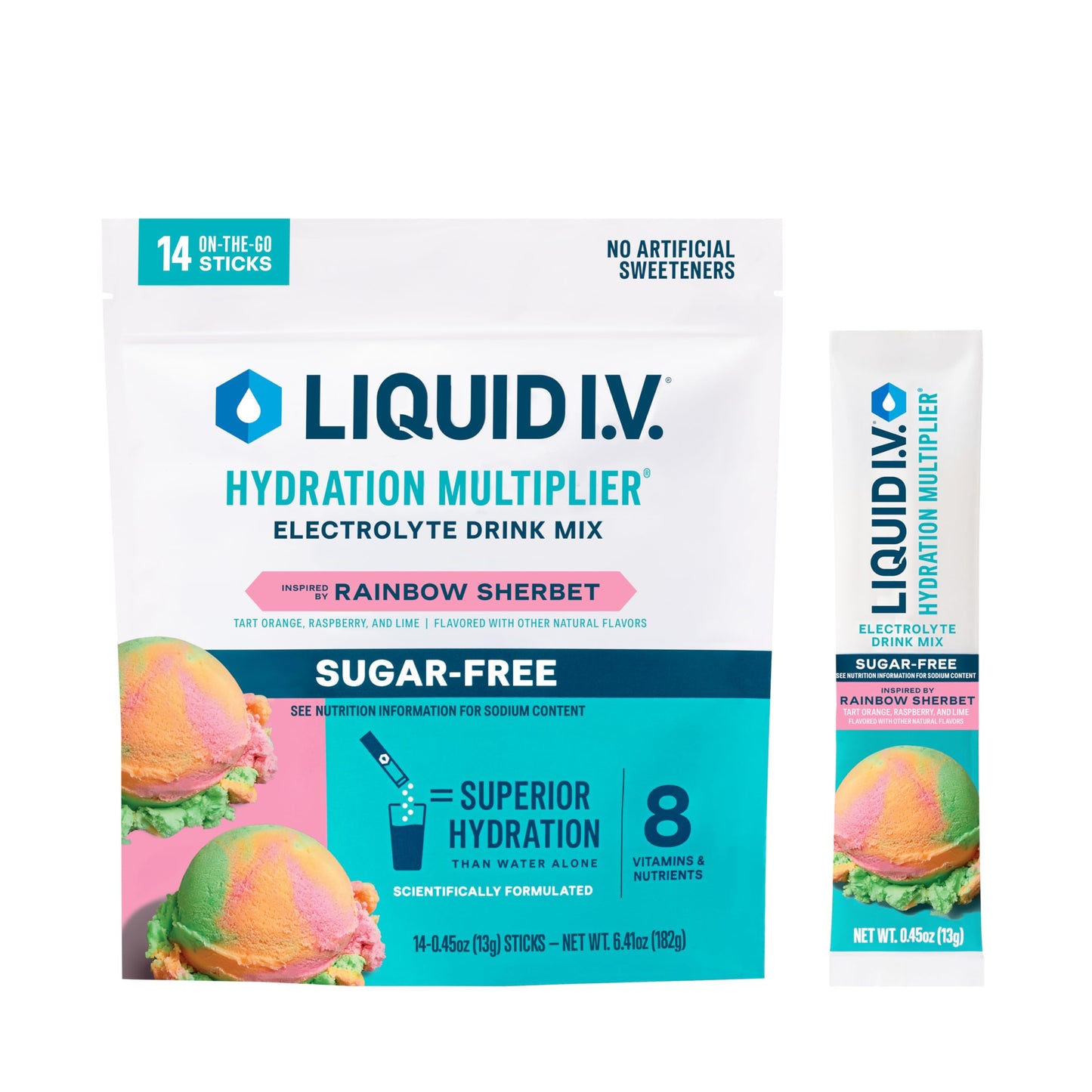 Liquid I.V. Sugar-Free Hydration Multiplier - Lemon Lime – Hydration Powder Packets | Electrolyte Drink Mix | Easy Open Single-Serving Stick | Non-GMO | 14 Sticks
