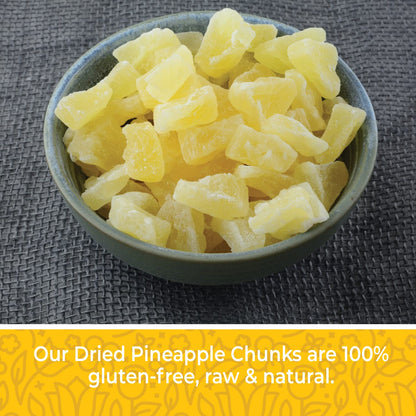 Herbaila Dried Pineapple Chunks, 1 Pound. Dehydrated Pineapple Chunk, Dehydrated Pineapple Bulk, Dried Pineapple Bits. All Natural, Non-GMO, Lightly Sweetened Dried Pineapples, 16 oz.