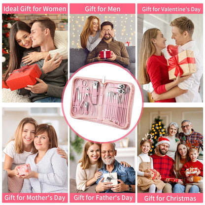 Manicure Set Professional Nail Clipper Kit-26 Pieces Stainless Steel Manicure Kit,Nail Care Tools with Luxurious Travel Case