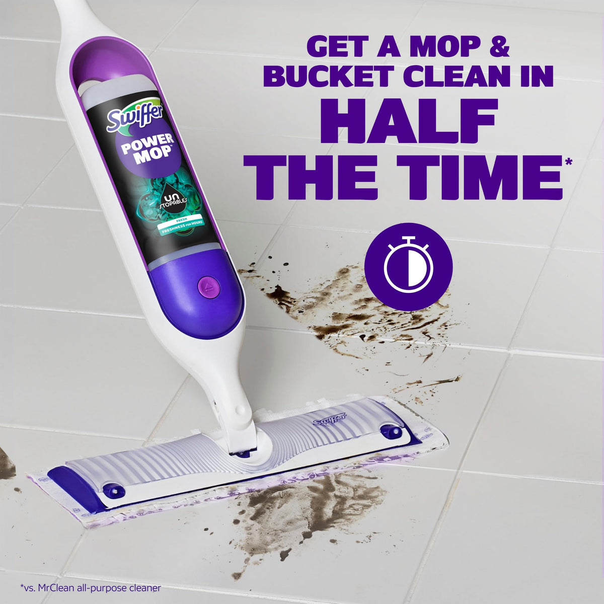 Swiffer Power Mop Refill Solution, Floor Cleaner for Mopping Tile, Vinyl, Laminate, Wood in Home, Bathroom, Kitchen, All Purpose Multi-Surface Solution for Floor Cleaning, Lavender Scent, 50.6oz