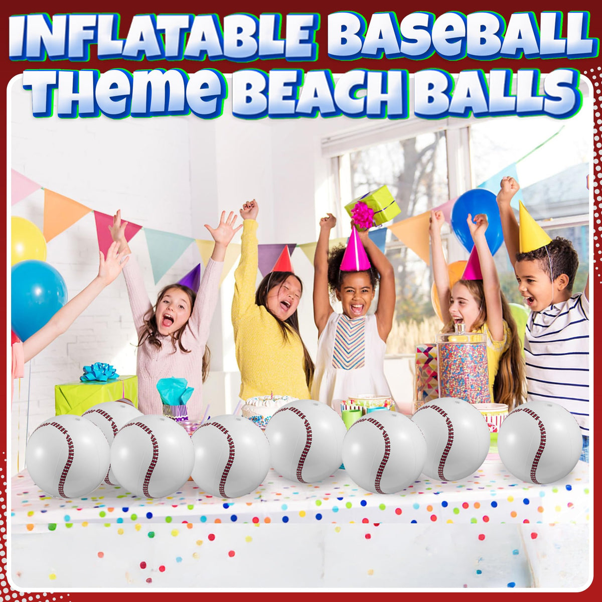 12-Pack Inflatable Soccer Balls 16-inch, Soccer Party Beach Balls Bulk