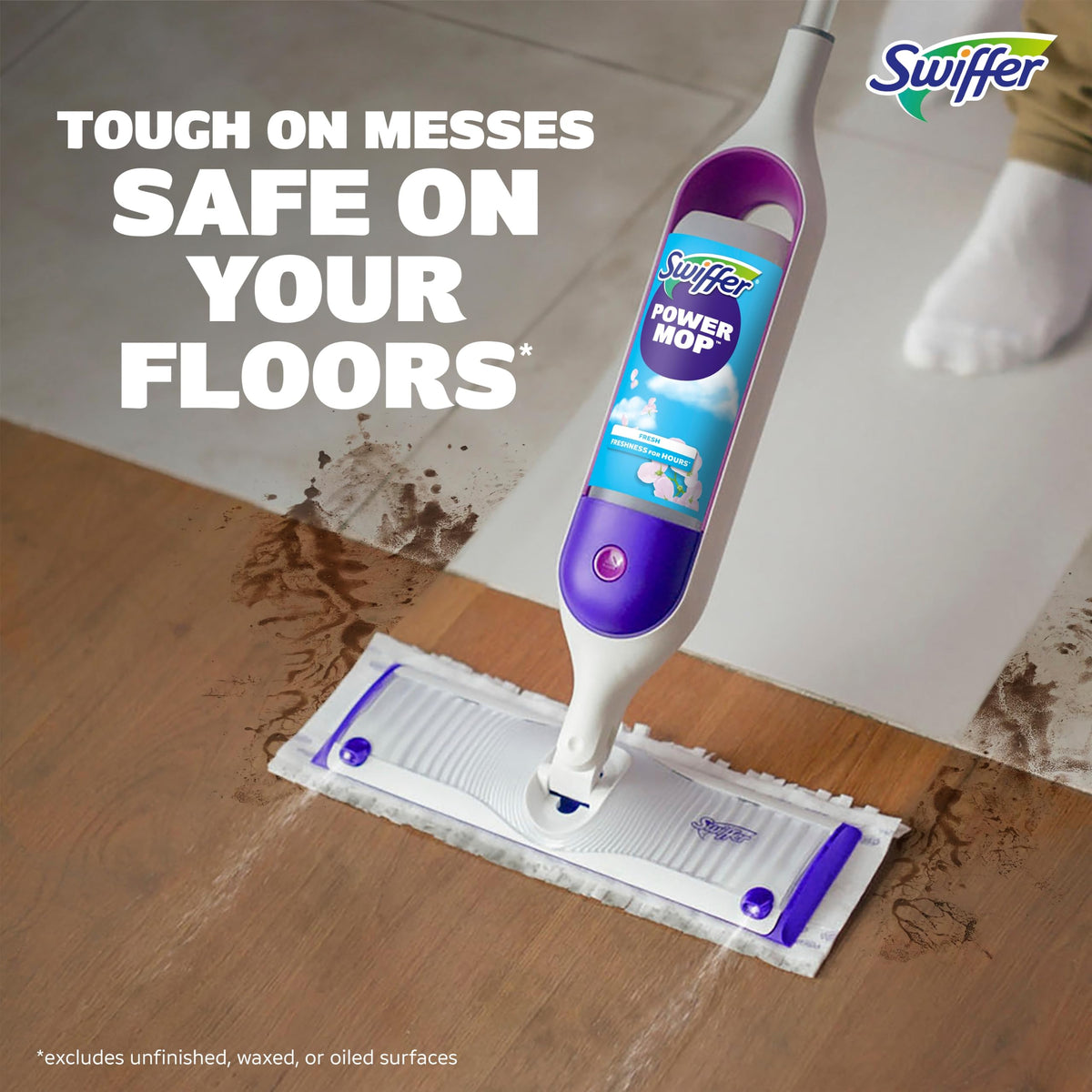 Swiffer Power Mop Refill Solution, Floor Cleaner for Mopping Tile, Vinyl, Laminate, Wood in Home, Bathroom, Kitchen, All Purpose Multi-Surface Solution for Floor Cleaning, Lavender Scent, 50.6oz