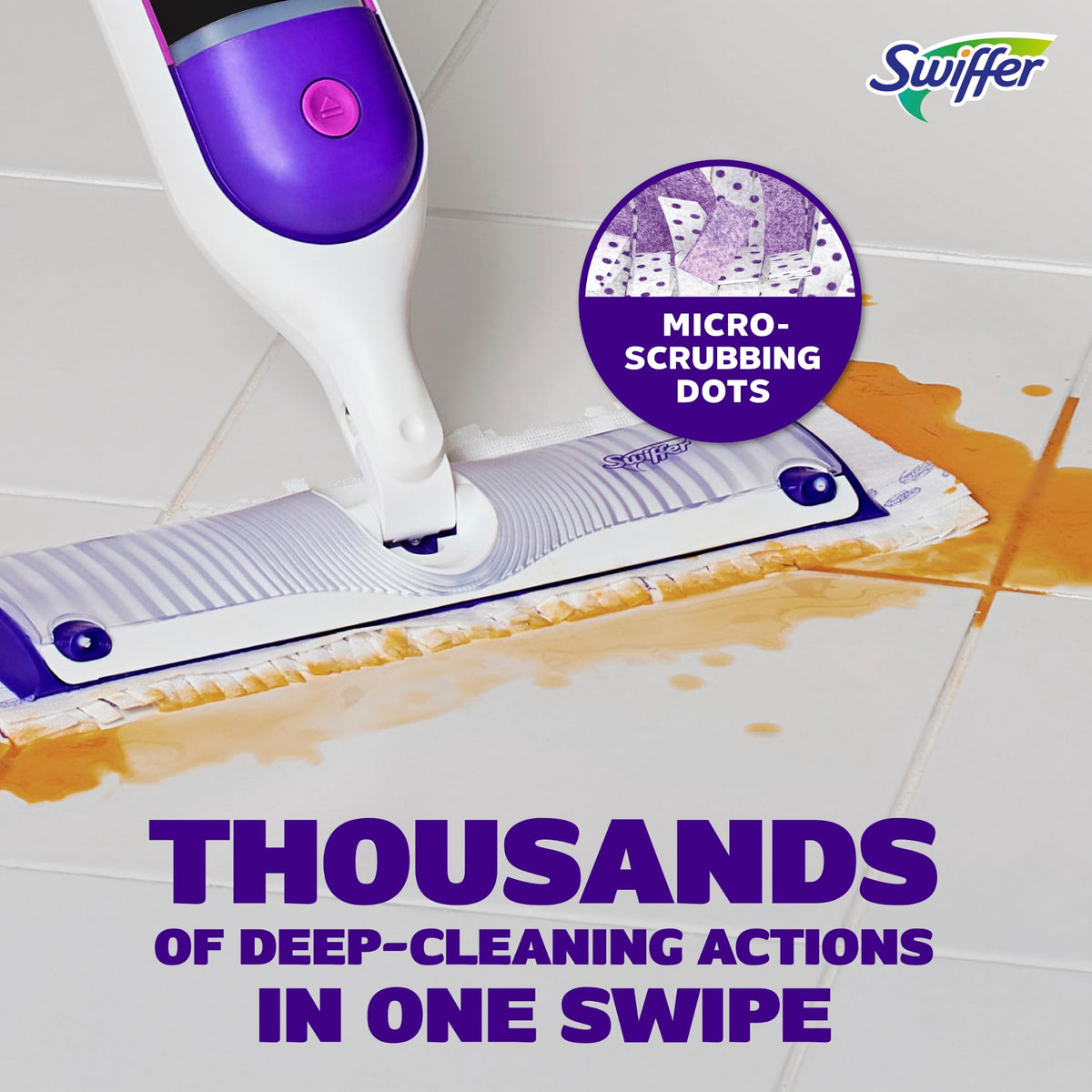 Swiffer Power Mop Refill Solution, Floor Cleaner for Mopping Tile, Vinyl, Laminate, Wood in Home, Bathroom, Kitchen, All Purpose Multi-Surface Solution for Floor Cleaning, Lavender Scent, 50.6oz