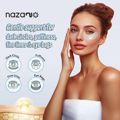 24K Gold Under Eye Patches - 60 Pack for Puffy Eyes, Dark Circles, Bags & Wrinkles with Collagen & Hyaluronic Acid - Eye Care Pads for Daily Skincare (Gold)