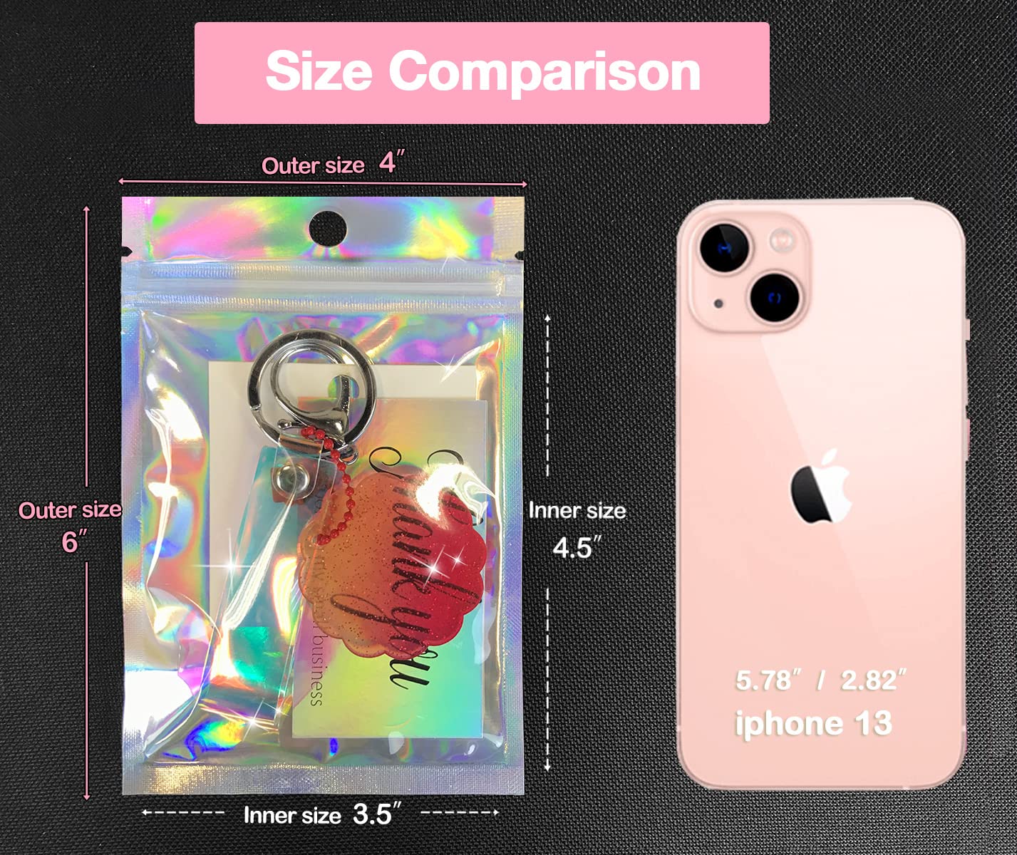 Smell Proof Bags & Resealable Foil Pouch Mylar Sample Bag Great for Party Favor Food Storage (Holographic Color) (50pcs-6x9 inch)