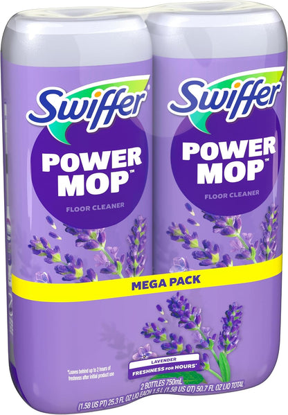 Swiffer Power Mop Refill Solution, Floor Cleaner for Mopping Tile, Vinyl, Laminate, Wood in Home, Bathroom, Kitchen, All Purpose Multi-Surface Solution for Floor Cleaning, Lavender Scent, 50.6oz