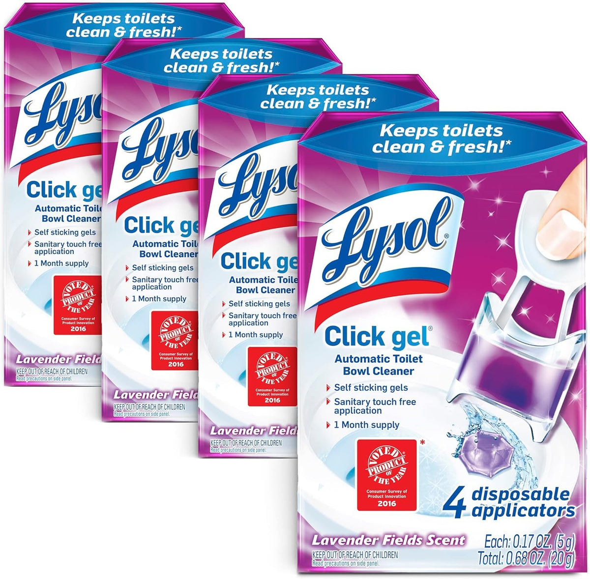Lysol Click Gel Toilet Bowl Cleaner, Gel Stamp, Lavender, 6 Count