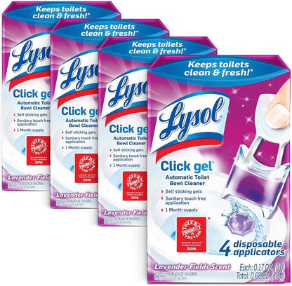 Lysol Click Gel Toilet Bowl Cleaner, Gel Stamp, Lavender, 6 Count