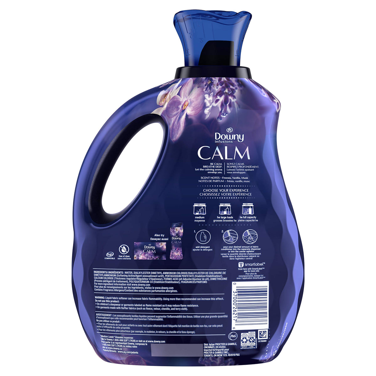 Downy Ultra Soft Fabric Softener Liquid, Calm, Lavender and Vanilla Bean, 56 fl oz, 83 Loads