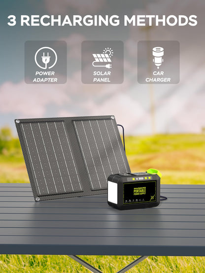 MARBERO 237Wh Solar Generator with Solar Panel Included Portable Power Station 300W Pure Sine Wave with Foldable Solar Panel 60W Set for Camping Outdoor Hiking Fishing Emergency