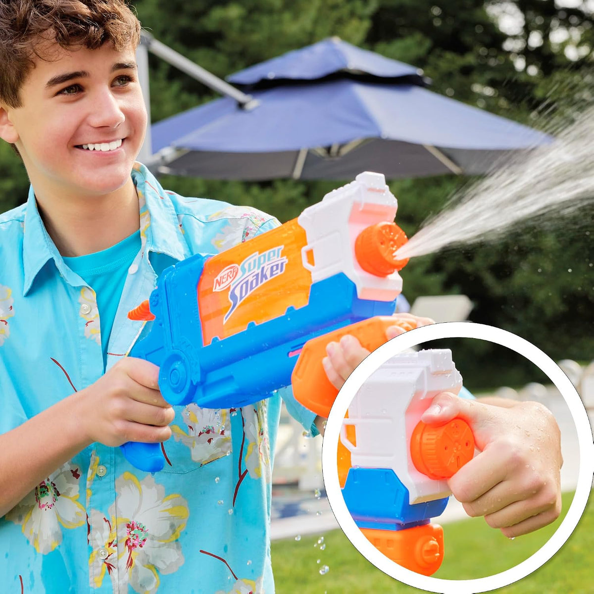 Nerf Super Soaker Flip Fill Water Blaster, 4 Spray Styles, Fast Fill, 30 Fluid Ounce Tank, Water Toys for 6 Year Old Boys & Girls & Up