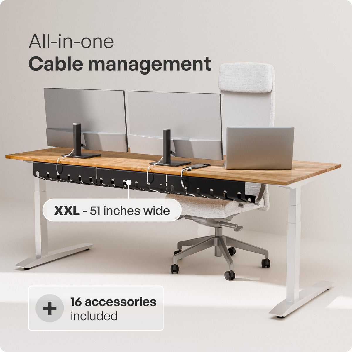 PAMO Cable Management Under Desk, Set of 2 - Black