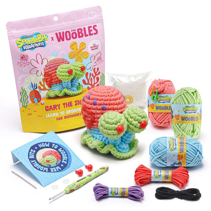 The Woobles Crochet Kit for Beginners – Spongebob Squarepants Craft Kit with Easy Peasy Yarn for Adults & Young Crafters, As Seen On Shark Tank, Step by Step Video Tutorials (Gary The Snail)