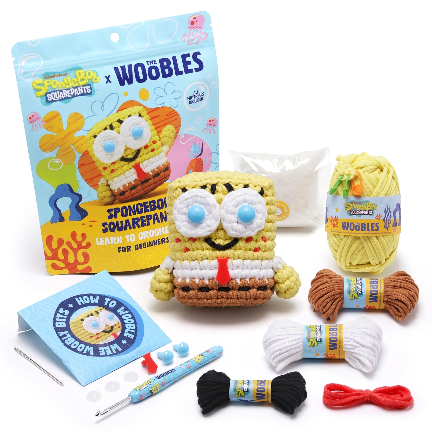 The Woobles Crochet Kit for Beginners – Spongebob Squarepants Craft Kit with Easy Peasy Yarn for Adults & Young Crafters, As Seen On Shark Tank, Step by Step Video Tutorials (Gary The Snail)