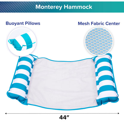 Aqua 4-in-1 Monterey Hammock Pool Float & Water Hammocks – 2-3-4 Multipacks – Multiple Colors/Styles – for Adults and Kids Floating